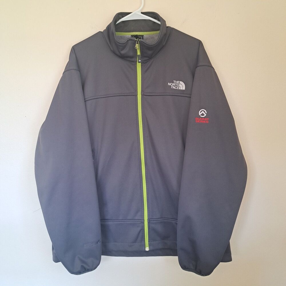 The North Face Summit Series Gray Green Men's Softshell Jacket Zip Up Read Descr